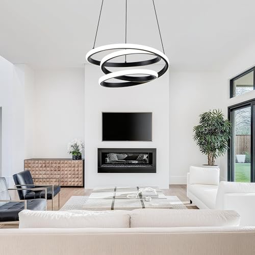 13.78 inches Black Dimmable Modern Led Chandelier with Remote Control