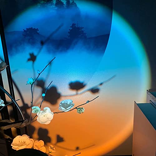 Sunset Lamp Projection Rotation Rainbow Projection Lamp Led Romantic Visual Led Light Network Red Light with USB Modern Floor Stand Night Light Living Room Bedroom Décor