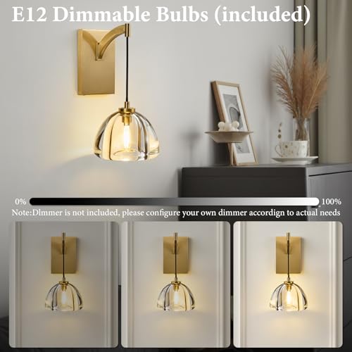 Crystal Brass Dome Wall Sconce (2 Count)