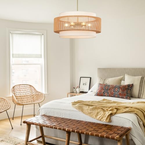 25.6" Rattan Chandelier for Dining Room