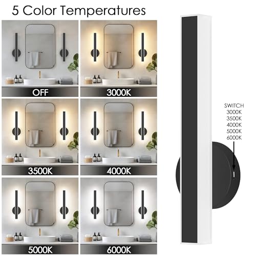 Black Wall Sconce Hardwired Modern LED 18W Wall Sconce Set of Two