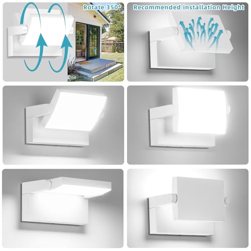 40W LED Flood Lights Outdoor LED Sconce Waterproof 350°Rotation White Exterior Lighting Fixture 6000K for Barn Yard Garage Building Area Backyard