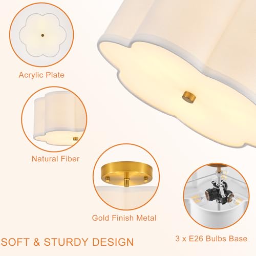 12.9" Gold Semi Flush Mount Ceiling Light