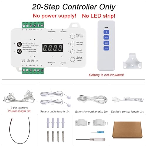 Smart Motion Sensor Stair Light 16 20 Step Staircase with Remote Controller Light Sensor 3000K LED Strip