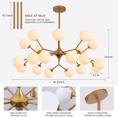 42" Reddish Sand Gold Sputnik Chandelier 20