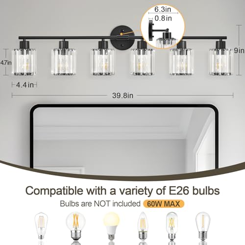 Modern Black Crystal Bathroom Light Fixtures