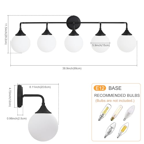 Black Bathroom Light Fixtures Over Mirror Vanity 5