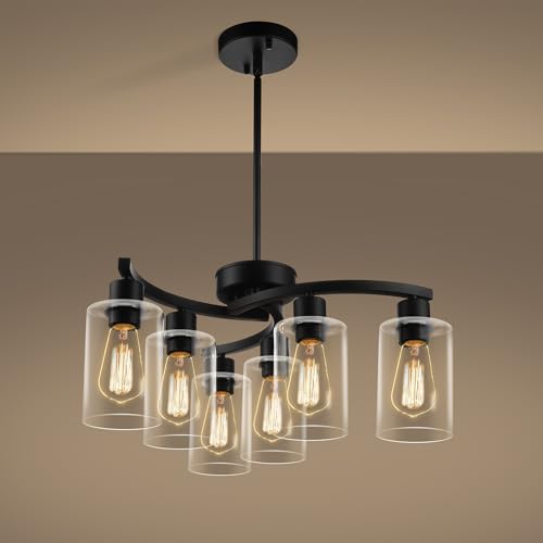 6 Light Modern Farmhouse Black Chandelier (6 Count)