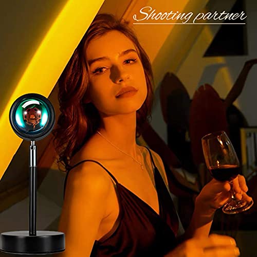 Sunset Lamp Projection Rotation Rainbow Lamp Led Romantic Visual Led Light Network Red Light with USB Modern Floor Stand Night Light Living Room Bedroom Decor