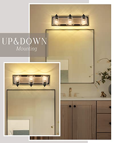 23" 3 Light Farmhouse Bathroom Vanity Light with Bubble Glass