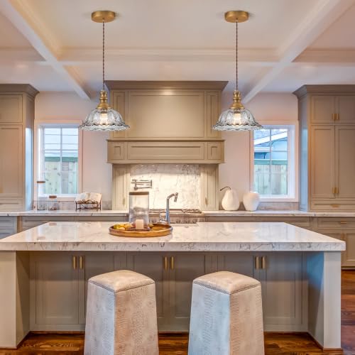 Glass Pendant Lights Modern Pendant Lighting Fixtures Hanging Lamp for Kitchen Island Bedroom Dining Room Coffee Shop Hallway Grey and Brass