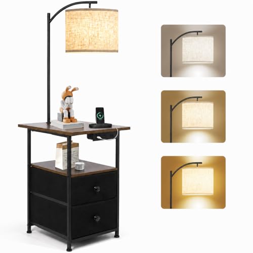 Floor Lamp with Table & 2 Drawers