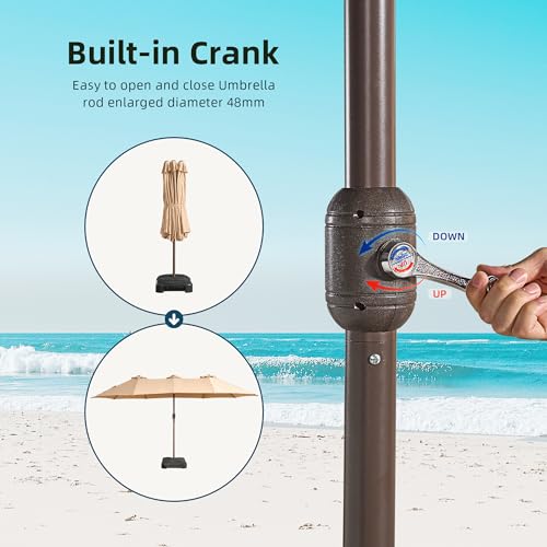 15Ft Patio Umbrella With Multicolor Solar Light