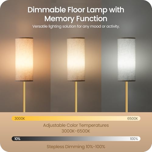 Dimmable Floor Lamp for Living Room with Remote and Foot Switch