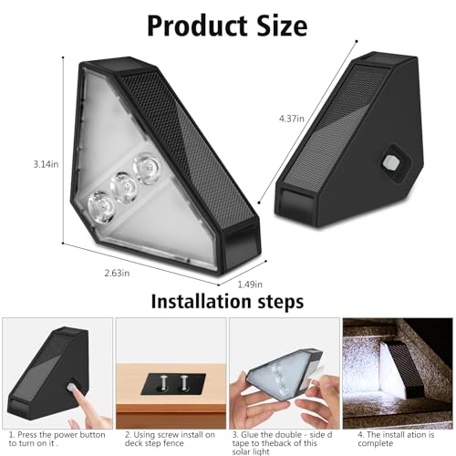 6 Pack Solar Step Lights 100 Lumen Ultra Bright Cool White (6 Count)