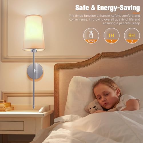 Brushed Nickel Battery Operated Wall Sconce Set of 2 (2 Count)