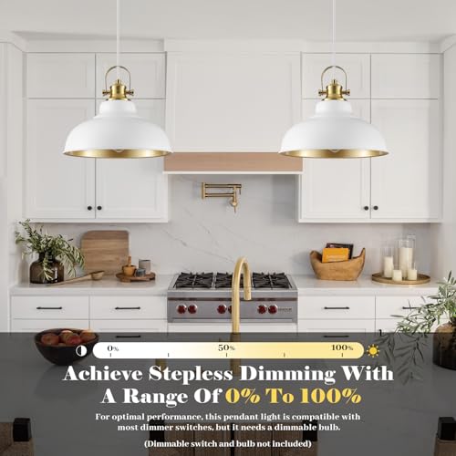White and Gold Pendant Light (2 Count)