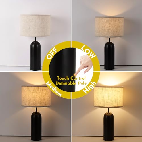 Table Lamps Set of 2 Touch Control Black&Cream Table Lamps 3 (2 Count)