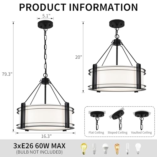 16.3'' Black Drum Chandelier