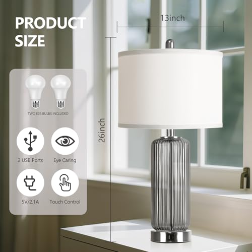 Modern 27" Touch Table Lamp (2 Count)
