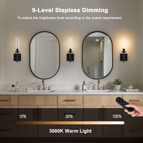 Black Wireless Wall Sconces with Remote Control (2 Count)