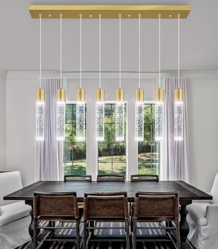 8 Lights Modern Crystal Chandeliers for Kitchen Island Pendants Lighting Fixture for Dining Room LED Ceiling Light for Hallway Foyer 6000K Sliver
