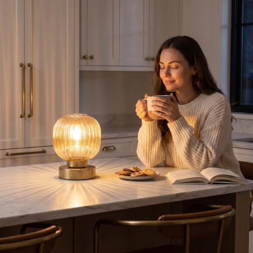 Amber Touch Glass Table Lamp
