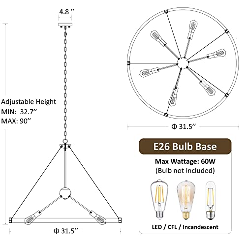 31.5'' Farmhouse Chandeliers for Dining Room