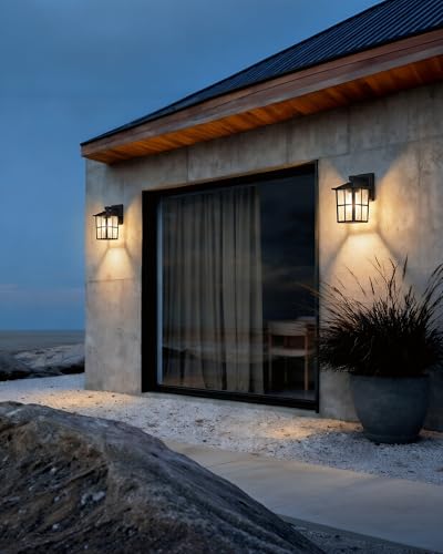 Black Outdoor Waterproof Modern Patio Wall Light Fixtures Set of 2 (2 Count)