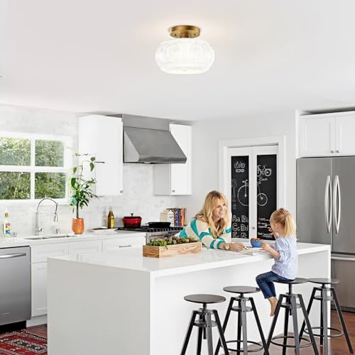 Milk Glass Semi Flush Mount Ceiling Light Fixture