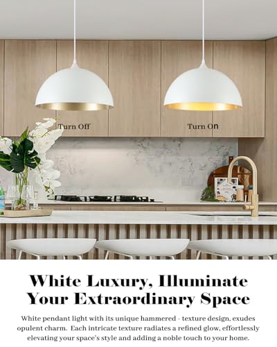 White and Gold Dome Pendant Light (2 Count)