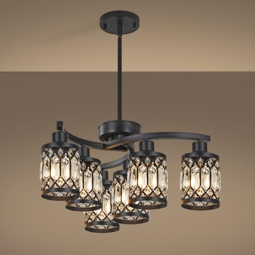 6 Light Black Crystal Chandelier