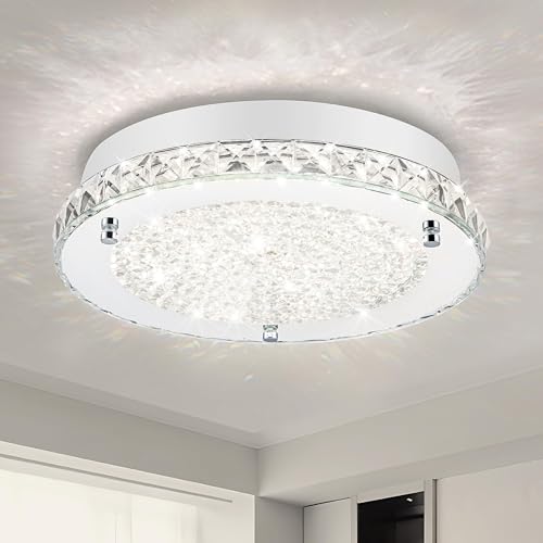 Crystal Ceiling Light Flush Mount Ceiling Light Fixture 4000K Dimmable