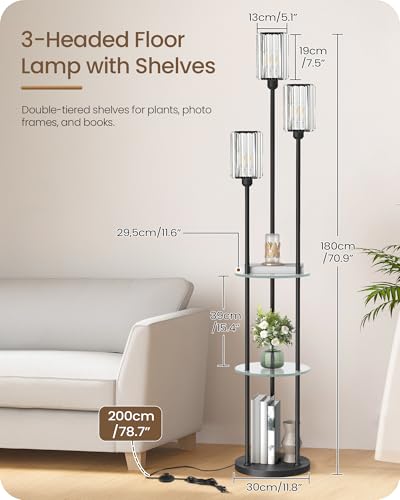 Black Floor Lamp with Shelves