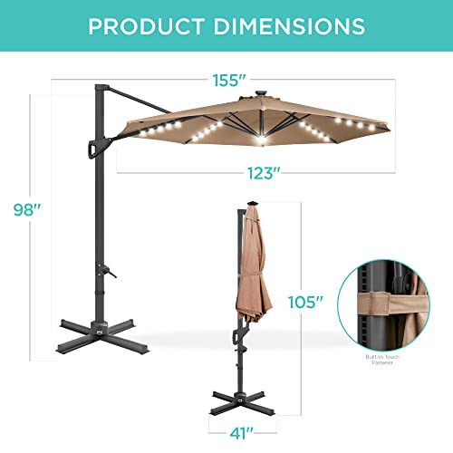 10ft Solar LED Cantilever Patio Umbrella