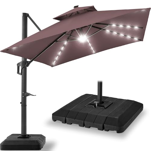 12x12ft LED Cantilever Patio Umbrella w
