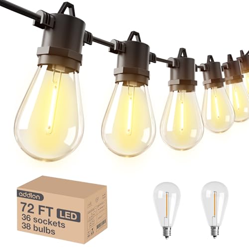 72FT Outdoor String Lights with 36 Dimmable Edison Bulbs for Patio (72 Foot)
