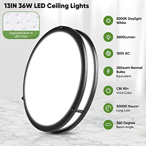 36W 3600lm Super Bright LED Ceiling Light Fixtures (2 Count)