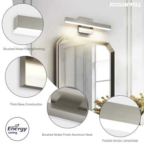 Bathroom Light Fixtures Brushed Nickel Vanity Lights Bar 5cct Dimmable Modern Bath Lighting Fixture Over Mirror Led Vanity Light for Bathroom 15.74 inch ETL Certificated