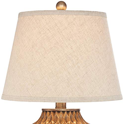 Buckhead Warm Bronze Brown 22" High Table Lamps Set of 2 Geometric (2 Count)