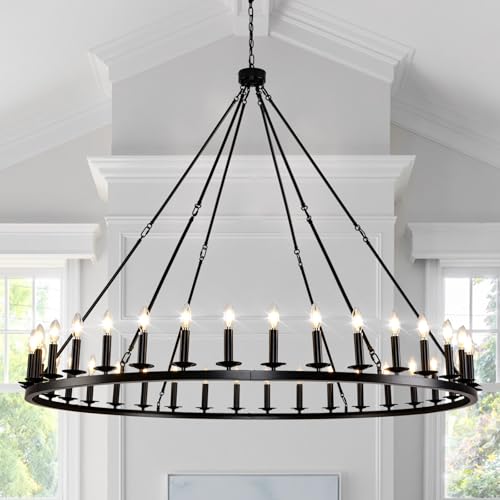 Black Wagon Wheel Chandelier 60