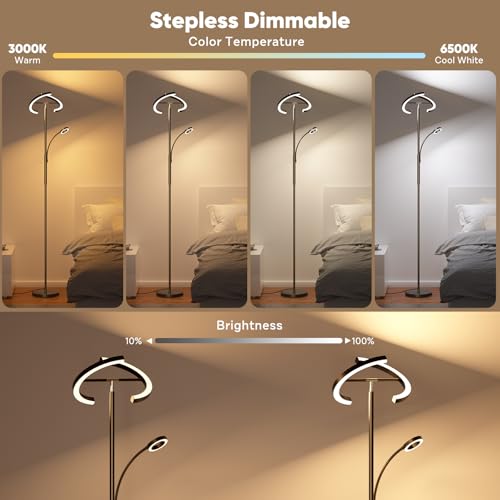 Upgraded 36W RGBCW Floor Lamp with Ring Reading Lamp