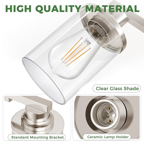 4 Light Nickel Bathroom Vanity Light Fixture ETL Listed (4 Count)