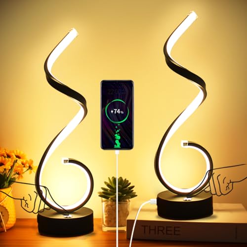 Modern Spiral LED Table Lamp Set of 2 (2 Count)