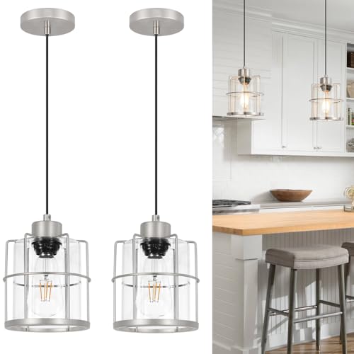 Brushed Nickel Pendant Lights Set of 2 (2 Count)
