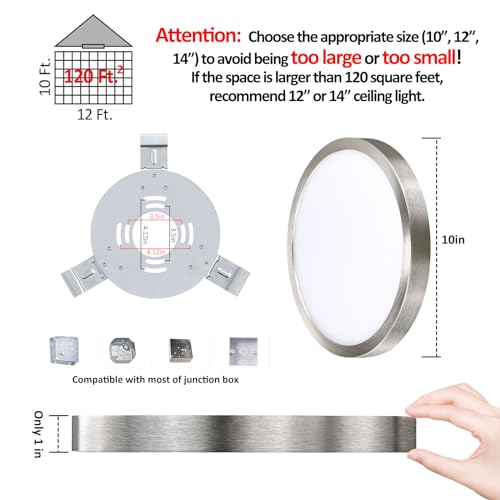 10 Inch Flush Mount LED Ceiling Light Fixture (2 Count)