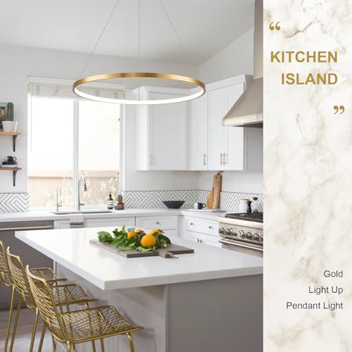 Brushed Gold LED Ring Chandelier 1