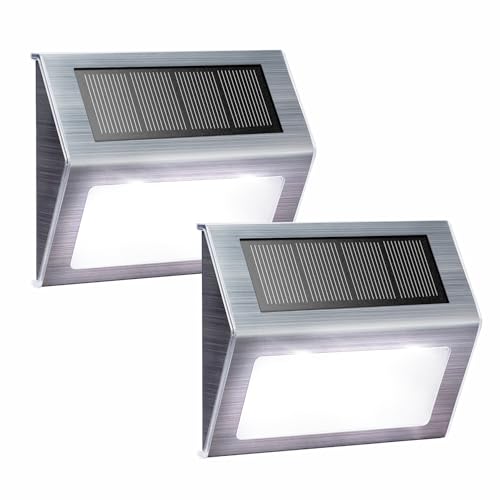 White Solar Lights for Deck Step Fence Post (2 Count)