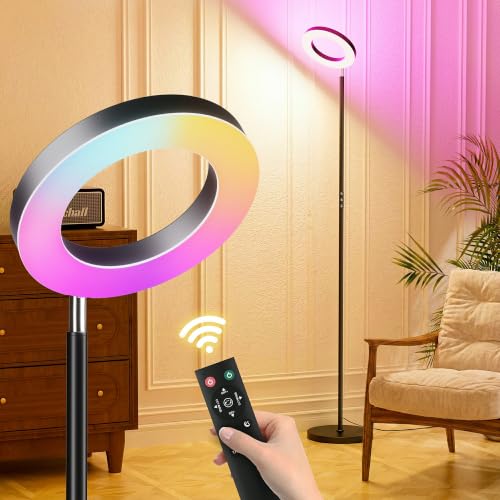 2 in 1 RGB LED Floor Lamp with Remote (Black-Double Sided)