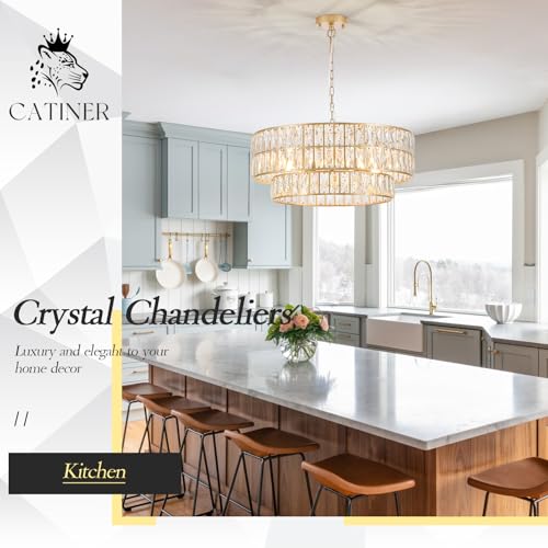 Gold Crystal Chandelier 24" 8
